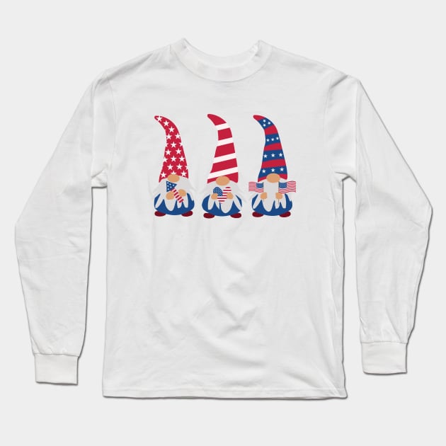 Cute Gnomes Celebrating independence day Patriotic Long Sleeve T-Shirt by yasminepatterns